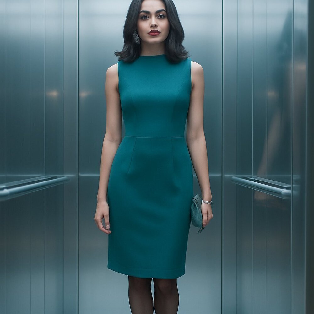Diane von Furstenberg Shanna Sheath Dress – Size 12 – Teal Green